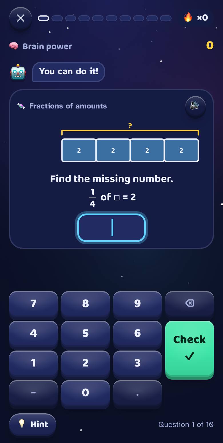 A practice question with the number keypad